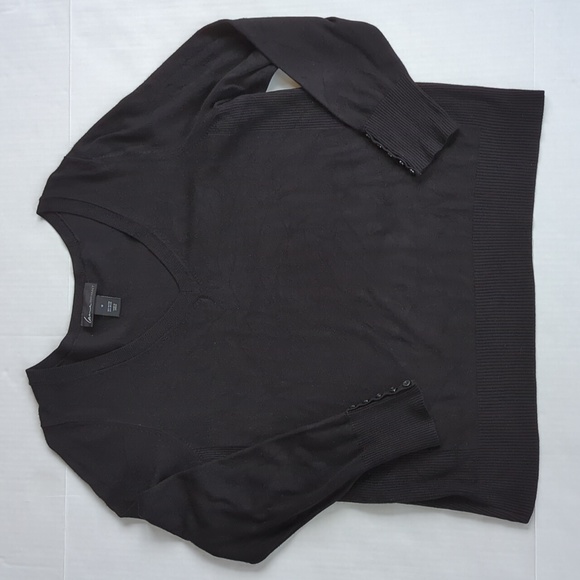 Lane Bryant V Neckline Ribbed Accent Sweater 16 Black - Picture 2 of 12